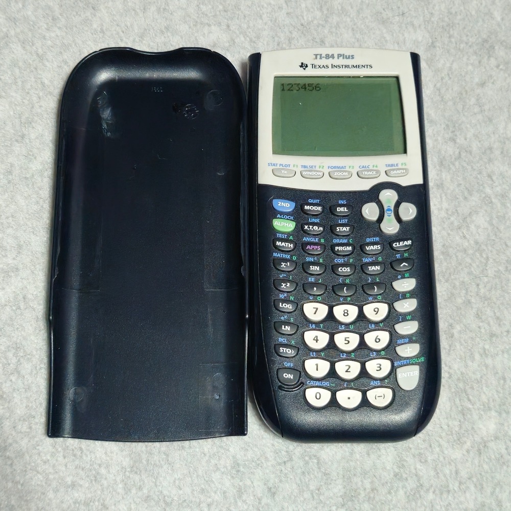 Texas Instruments TI-84 Plus Graphing Calculator Black Silver Case L-05154B